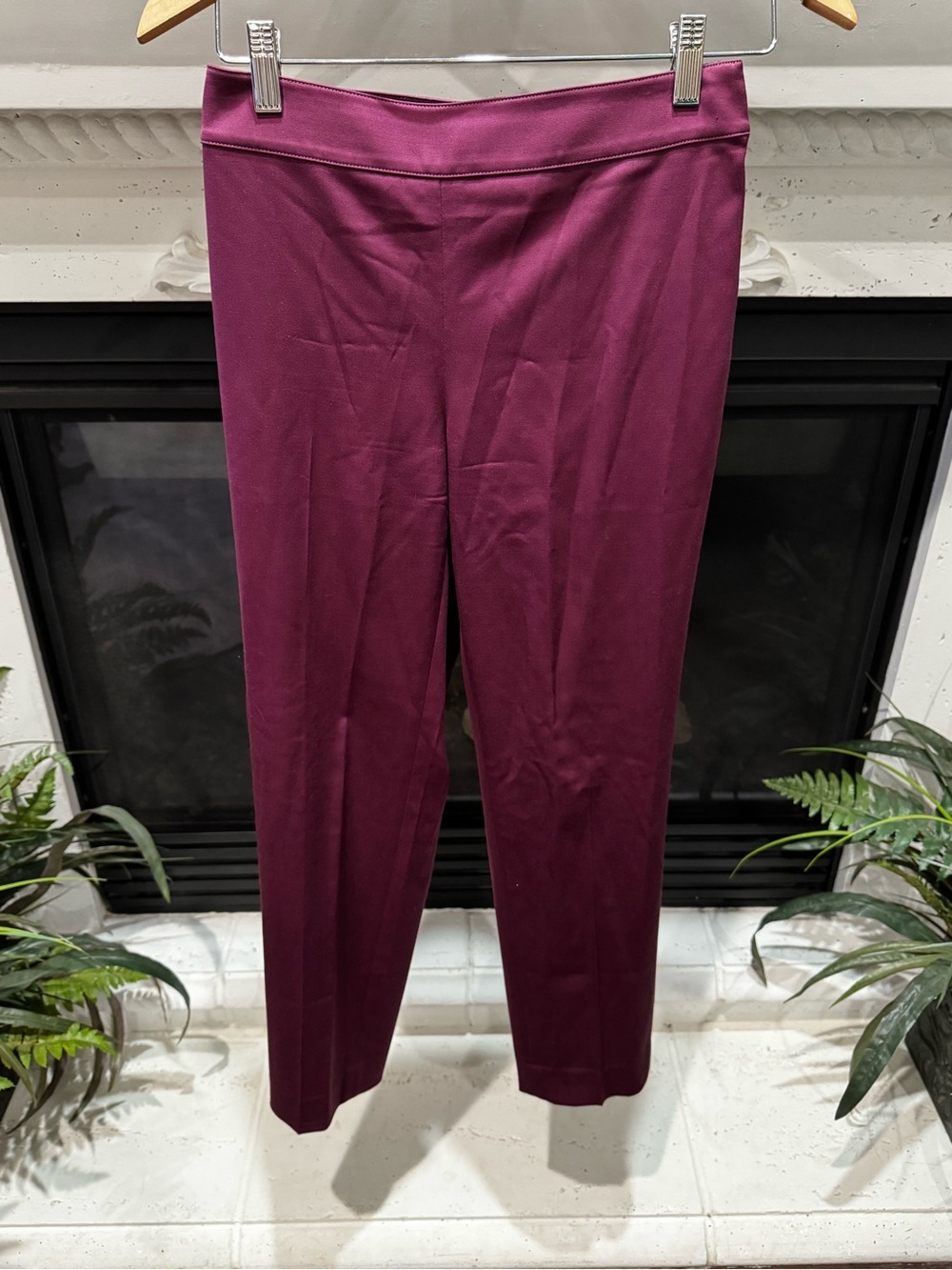 St. John Ponte Slim Trousers in Deep Plum